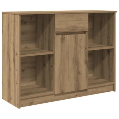 Image of vidaXL Sideboard Buffet Storage Cabinet with Drawer Artisan Oak 101x35x76 cm Modern Engineered Wood for Living/Dining Room/Home Office
