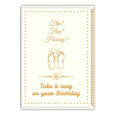 Image of Quire Impressive Card Birthday Flip Flop, Cream/Orange, 115x163mm