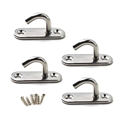 Image of Flomore M8 Ceiling Hook Pad Eye Plate 305 Stainless Steel Wall Mount Heavy Duty For Hanging (pack of 4,Screws Included)