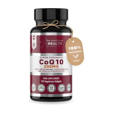 Image of Ubiquinone Coenzyme Q10 200mg Softgel Capsules, 120 Super Strength Vegan Friendly Naturally Fermented High Absorption CoQ10 Capsules Made in The UK to GMP Standards by Intelligent Health