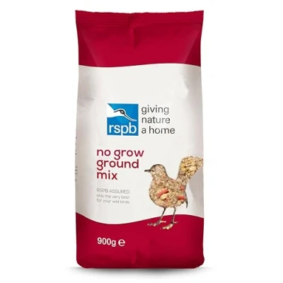 Image of No Grow Bird Seed Mix for Wild Birds, Nutritious Food Small Birds with Sunflower Hearts and Rolled Oats, Made in the UK, Suitable Year Round Feeding (900g) RSPB