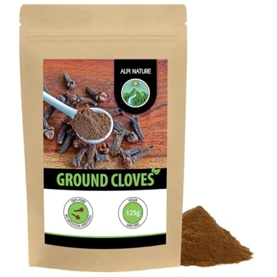 Image of ground cloves (125g, 4.4 oz), clove powder gently ground, 100% pure and dried