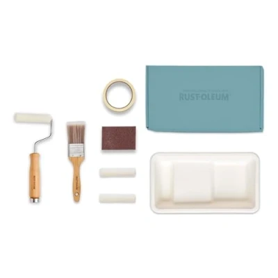 Image of Rust Oleum Ready to Roll Eco Paint Kit (Small) Kitchen Tile Gloss Ocean Blues
