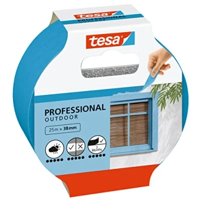 Image of tesa Masking Tape Outdoor Thin Painter&#039;s for Extremely Precise Painting UV and Weather Resistant 25 m x 38 mm Blue