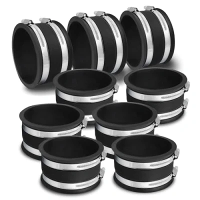 Image of POWERTEC 4 Inch 70149 P9 Control Flex Steel Clamps, Hose Connector Rubber Cuff Coupler for Woodworking Collection Fittings, Dust Collector Accessories &amp; Machinery, 9 PK