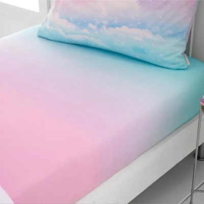Image of Catherine Lansfield Kids Ombre Rainbow Clouds Double Fitted Sheet Pastel