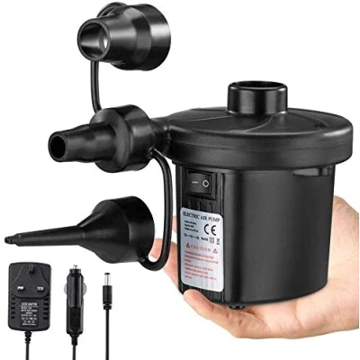 Image of Electric Air Pump for Inflatable, Quick Fill Pump/Blow Up Mattress Bed Paddling Pool Swimming Ring,Inflatables Inflate Deflate 3 Nozzles Home/Car Use,AC 12V 50W 2m