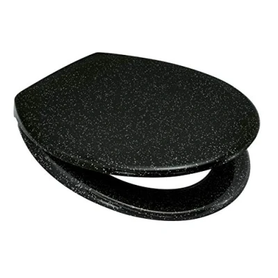 Image of Euroshowers Rainbow Soft Close Top Fix/Blind Hole Fix/Standard Fix Toilet Seat (Black with Silver Glitter)