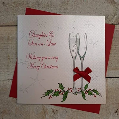 Image of White cotton cards X61 Daughter and Son In Law Handmade Christmas Card,