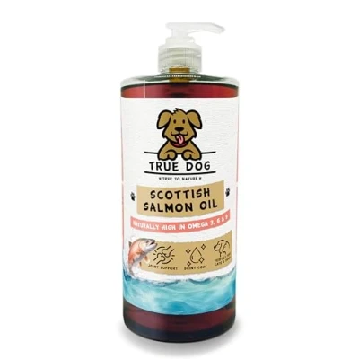 Image of True Dog 100% Pure Scottish Salmon Oil 1ltr for Dogs &amp; Cats Omega 3, 6 9 Skin and Coat health Joint Mobility Support…