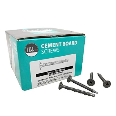 Image of 4.2 x 32mm Cement Board Screws SELF Drill Point Exterior Plus Grey Coating Box of 200