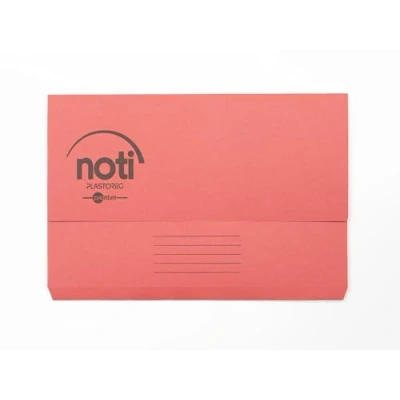 Image of Noti Premium Document Wallet Foolscap, 100% Recycled Paper, 285gsm Manilla, Red, Pack 25