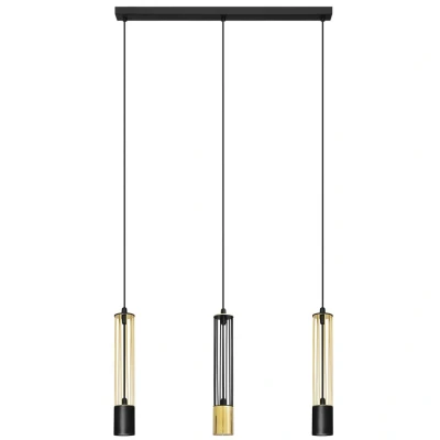 Image of Bars Straight Bar Pendant Ceiling Light Black, Gold 60cm
