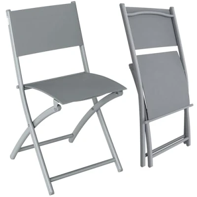 Image of CASARIA® 4x Folding Garden Chairs 46x52x80cm Metal Weatherproof Balcony Patio Camping Chair Furniture Set 130kg Maximum Load Capacity Grey