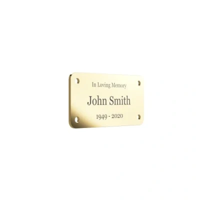 Image of Personalised Brass Memorial Plaque Ideal for fixing to Benches House Signs Coffin or Casket Adornment UV Printed Outdoor Use