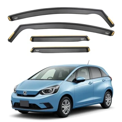 Image of ISPEED Wind Deflectors for HONDA JAZZ MK4 2020 2025 5 Door Hatchback 4pc Set Keep Your Car Ventilated In Rain Reduce Turbulence Tinted Channel Type