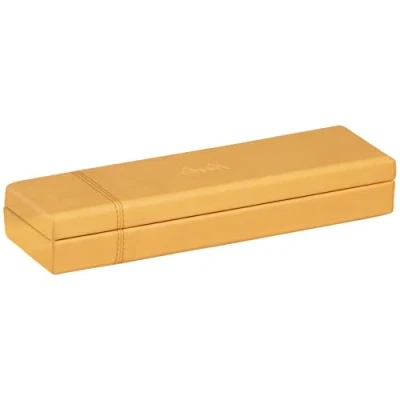 Image of RHODIA 118870C Orange Pencil Case 21x5.5x3 cm Saddle Stitching Faux Leather Exterior Rhodiarama Home Office Collection Organization &amp; Design Storage
