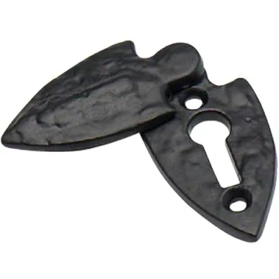 Image of Dzina Covered Keyhole Escutcheon Black Antique Fleur de LYS Design