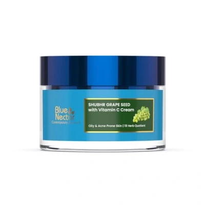 Image of Blue Nectar Vitamin C Face Moisturizer for Oily &amp; Acne Prone Skin with Grapeseed Oil Free Lightweight Cream Women (19 herbs, 50g)