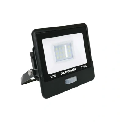 Image of paul russells 10W Outdoor Motion Sensor Security Light 6500K Daylight White, 1000 Lumen PIR Floodlight, IP65 Waterproof, Ultra Thin Design, Ideal for Forecourt, Backyard, Garages, Garden and More
