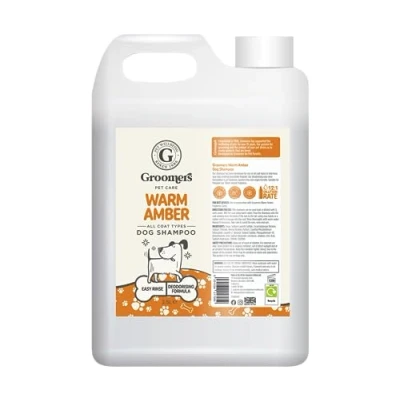 Image of Groomers warm amber Dog shampoo Grooming products for smelly dogs with scent best puppy &amp; adult Vegan pet professional 2.5l