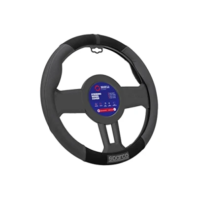 Image of SPARCO S130 Black steering wheel cover made of PVC + Suede Rubber