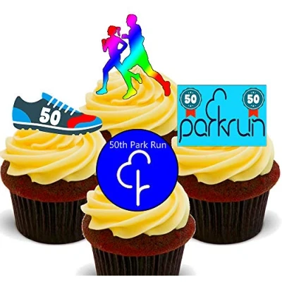 Image of Made4You 50th Park Run Edible Cupcake Toppers Stand up Wafer Cake Decorations (24)