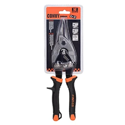 Image of convy Straight Cut Tin Aviation Snips, 25 cm Red, 25cm, GJ87EU , Orange