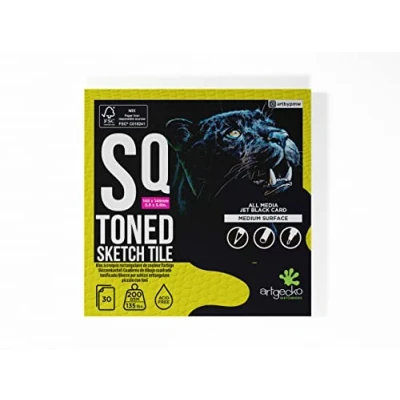 Image of Artgecko Pro Toned Black Sketch Tile 148mm Square 30 Sheets 200gsm