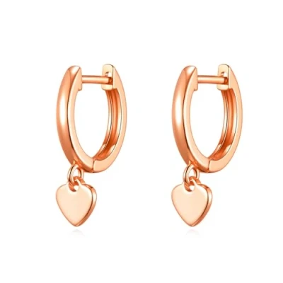 Image of Philip Jones Rose Gold Plated Heart Charm Hoop Earrings
