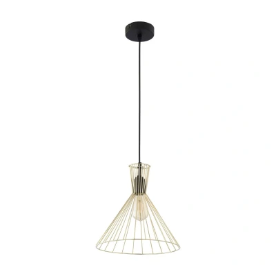 Image of Sahara Wire Frame Pendant Ceiling Light Black, Gold 1xE27