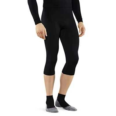 Image of FALKE Men&#039;s Maximum Warm 3/4 M TI Functional Yarn Quick Dry 1 Piece Base Layer Bottom, Black (Black 3000), XL