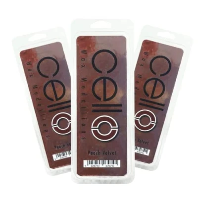 Image of Cello Peach Velvet Wax Medallions. Melts Pack 9 Melts. Strong Electric Melt Burners, &amp; Oil Burner. Burner Scented Melts, Home Fragrance