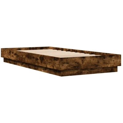 Image of vidaXL Bed Frame without Mattress with LED Lights Smoked Oak 90x200 cm