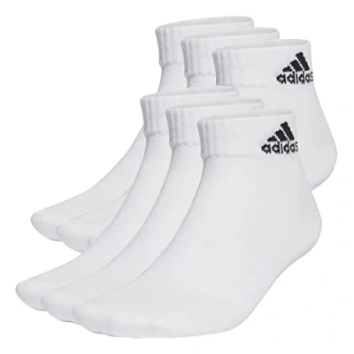 Image of adidas Unisex Thin and Light Sportswear Ankle Socks 6 Pairs, White/Black, 6.5 8