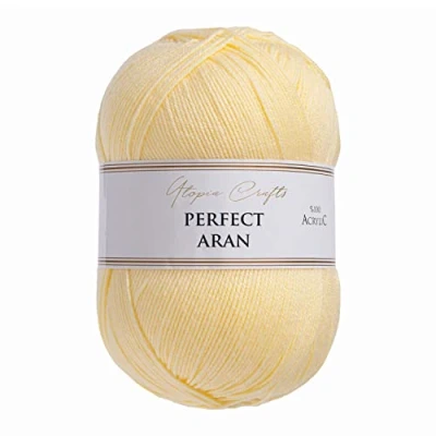Image of Utopia Crafts Aran Knitting and Crochet Yarn, 400g (Satin Yellow)