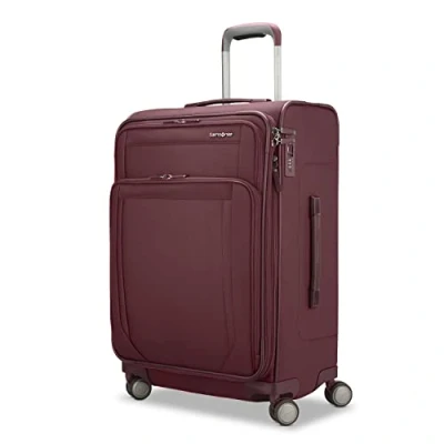 Image of Samsonite Lineate DLX Softside Expandable Luggage with Spinner Wheels, Merlot, Medium EXP Spinner, Wheels