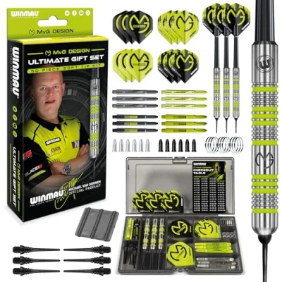 Image of WINMAU Michael van Gerwen MvG Softip Gift Set 50 Piece Darts with 4 sets of Shafts, Flights plus Accessories