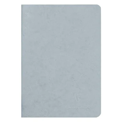 Image of Clairefontaine Ref 733165C Age Bag Staplebound Notebook (96 Pages) A5 Size, Lined Rulings, 90gsm Brushed Vellum Paper Grey Leather Effect Cover