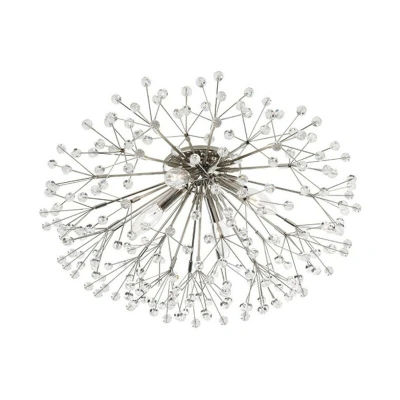 Image of Dunkirk 4 Light Flush Mount Polished Nickel, Glass