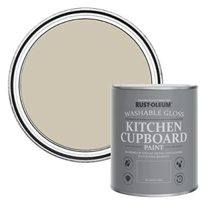 Image of Rust Oleum Green Kitchen Cupboard Paint in Gloss Finish Silver Sage 750ml