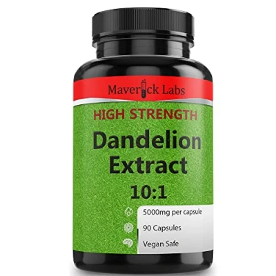 Image of High Strength Dandelion Extract Capsules (10:1) 5,000mg Per Capsule 90 Bottle, Vegan Safe, UK Manufactured