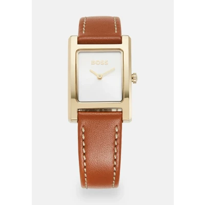 Image of BOSS Two Hand Quartz Movement Watch for Women Lucy Collection with Brown Leather Strap 1502741
