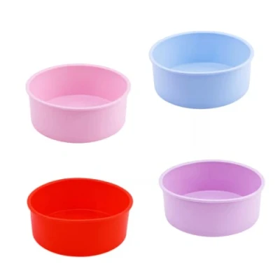 Image of Eidoct Silicone Cake Tins for Baking,4 Pcs Round Moulds 6 inch Non Stick Pan Baking Mold Sets Mixed Colors Layer Cake,Rainbow and Chiffon Party Kitchen