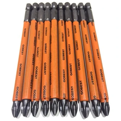 Image of GOBEST GB 0015, PH2 Non Slip Screwdriver Bit Set of 10, 110 mm Long, S2 Steel, Magnetic Tips