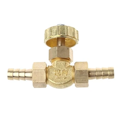 Image of Elbow Brass Needle Valve 8mm Propane Butane Gas Adjuster Barbed Spigots 1 Mpa