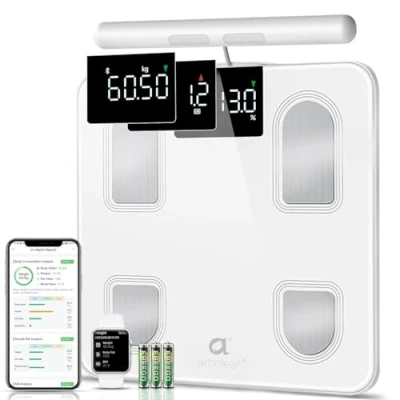 Image of Scales for Body Weight Bathroom Scale, arboleaf Bluetooth Smart Digital Weighing with 8 Electrode, 26 Composition Analyzer, High Precision Fat BMI Muscle Mass
