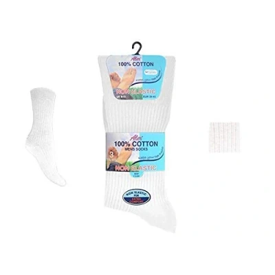 Image of Mens Non Elastic 100% Cotton Socks Regular Size 6 11 Pack of (White)