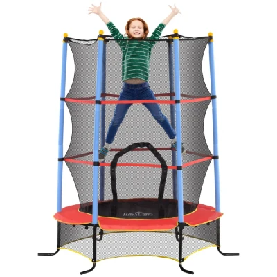 Image of HOMCOM 6FT Kids Trampoline for Toddlers with Safety Net Enclosure Outdoor Indoor Age 3 10 Years, Blue