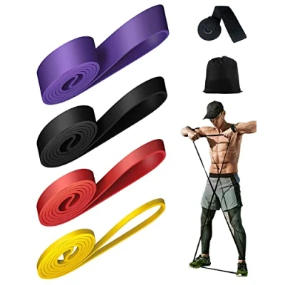 Image of Victoper Resistance Bands (Set of 4) Pull Up Elastic Stretch Fitness for Pilates,Yoga and Muscle Training with Door Anchor Storage Bag Yellow/Red/Black/Purple